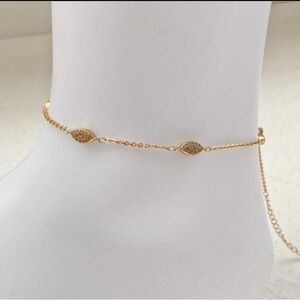 Ova Shape with Cz Stones 18k Gold Electroplated Ankle Bracelet